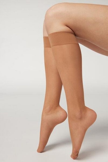 Calzedonia - Natural Bronze 20 Denier Comfort Cuff Knee-Highs, Women - One-Size