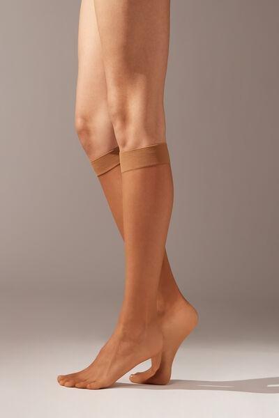 Calzedonia - Beige Tropical 8 Denier Sheer Knee-Highs - One-Size