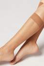 Calzedonia - حذاء برقبة للركبة من البرونز الطبيعي 8 denier شفاف مريح ، للنساء - مقاس واحد