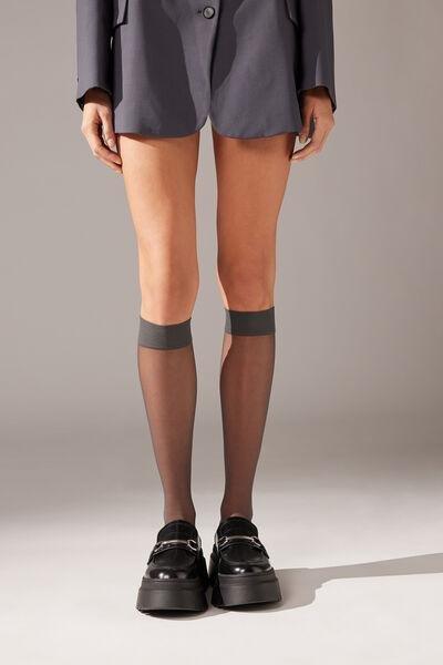20 Denier Comfort Cuff Knee-Highs, Grey, Grey, large image number 0