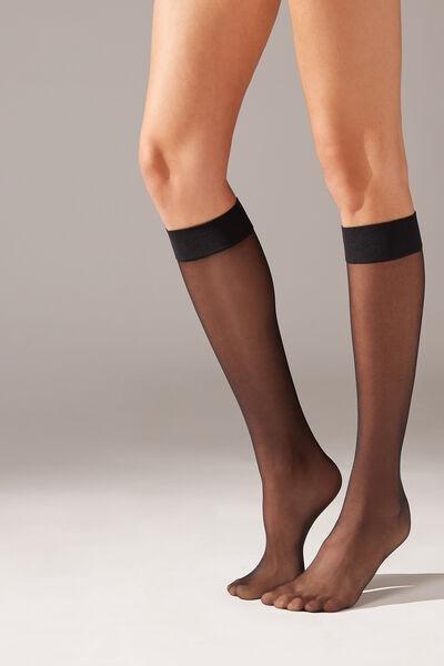 20 Denier Comfort Cuff Knee-Highs, Black, Black, large image number 1