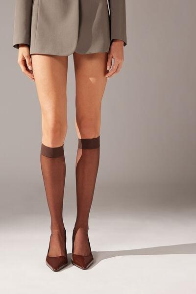 20 Denier Cuff Knee-Highs, Nude 11 - Mocha, Mocha, large image number 0