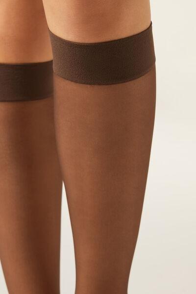 20 Denier Cuff Knee-Highs, Nude 11 - Mocha, Mocha, large image number 2