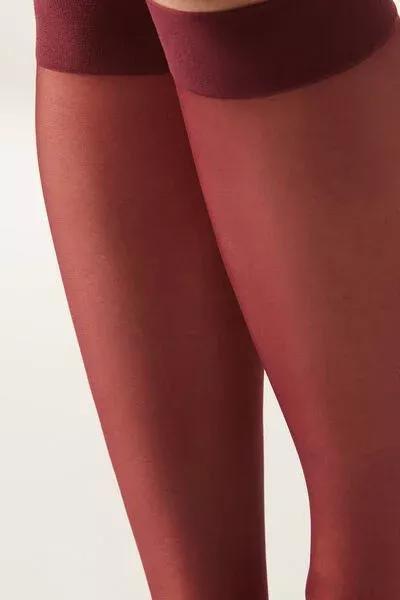 BURGUNDY RED 20 Denier Comfort Cuff Knee-Highs, Grape, large image number 2