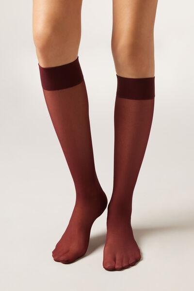 20 Denier Comfort Cuff Knee-Highs, Burgundy, 5501_5503, medium