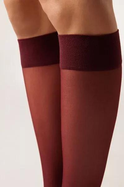 20 Denier Comfort Cuff Knee-Highs, Burgundy, 5501_5503, large image number 2
