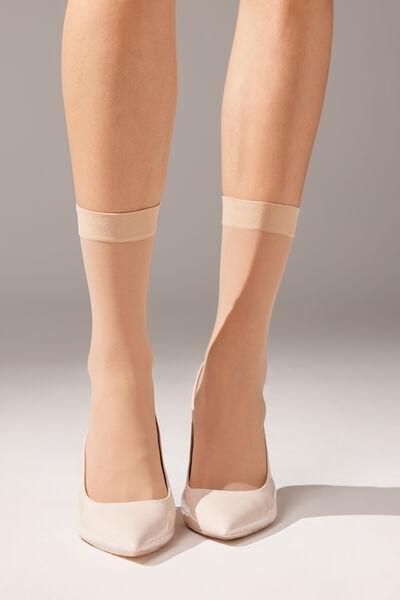 Beige 20 Denier Sheer Socks, Sand, large image number 0