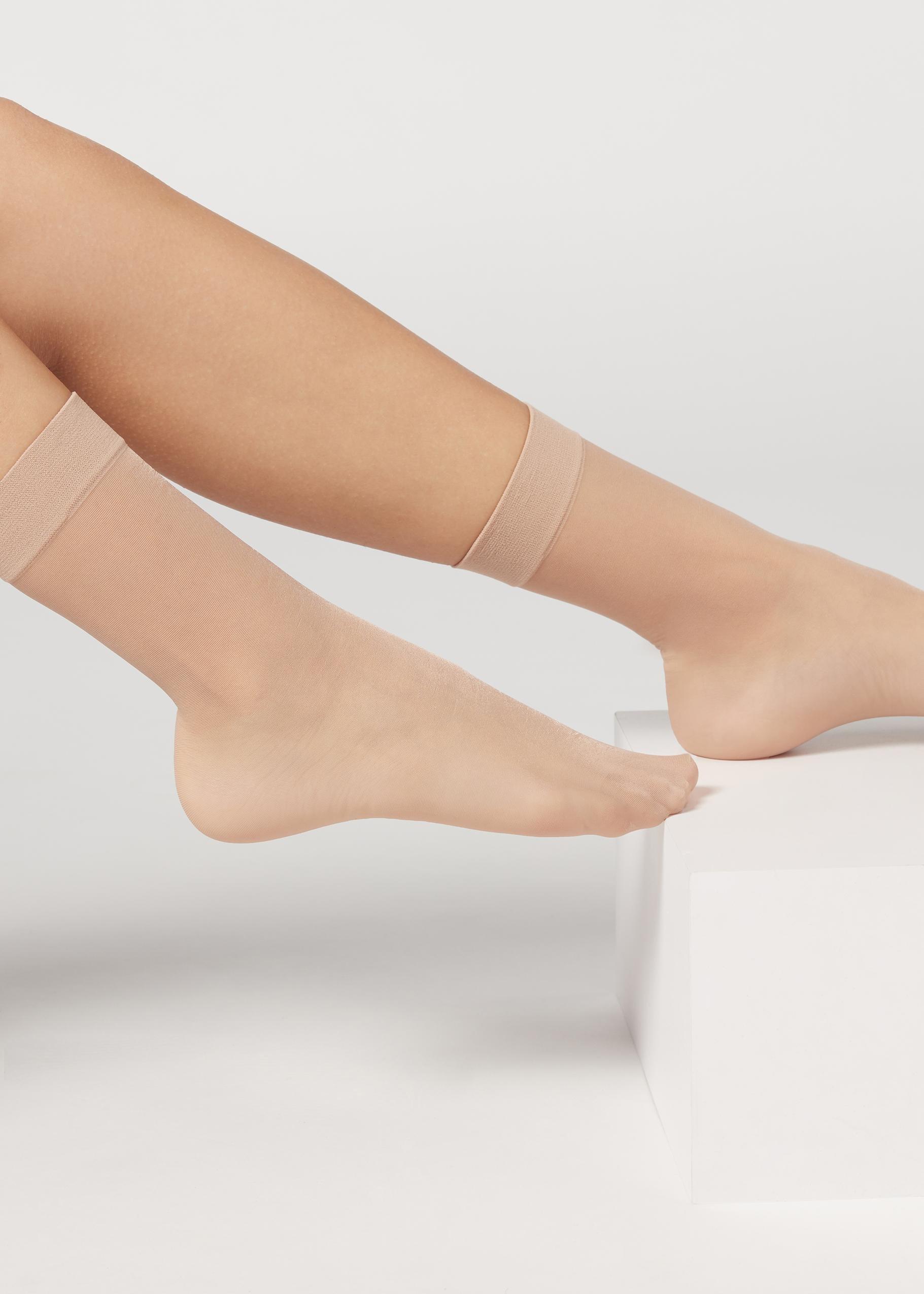 Beige 20 Denier Sheer Socks, Sand, large image number 2