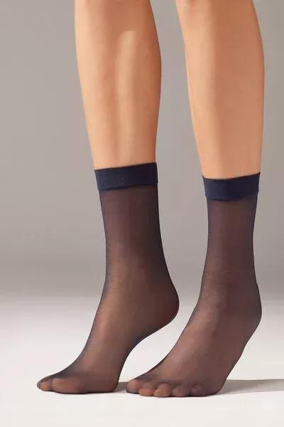 Blue 20 Denier Sheer Socks, Blue, large image number 1