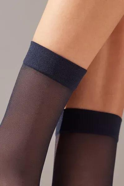 Blue 20 Denier Sheer Socks, Blue, large image number 4