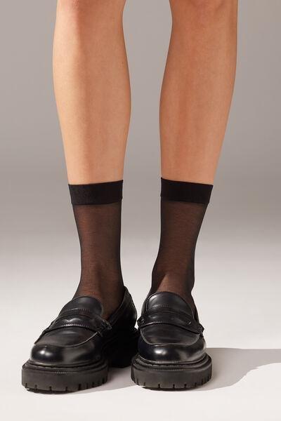 Black 20 Denier Sheer Socks, Black, large image number 1