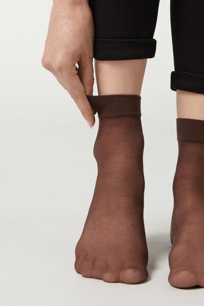 Brown 20 Denier Sheer Socks, Mocha, large image number 1