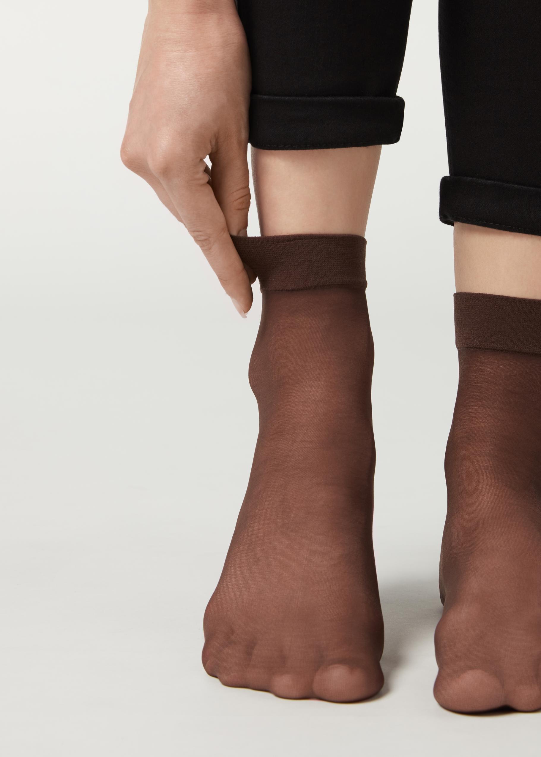 Brown 20 Denier Sheer Socks, Mocha, large image number 2