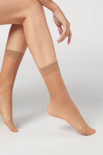 Calzedonia - Beige 20 Denier 3/4 Length Sheer Socks - One-Size