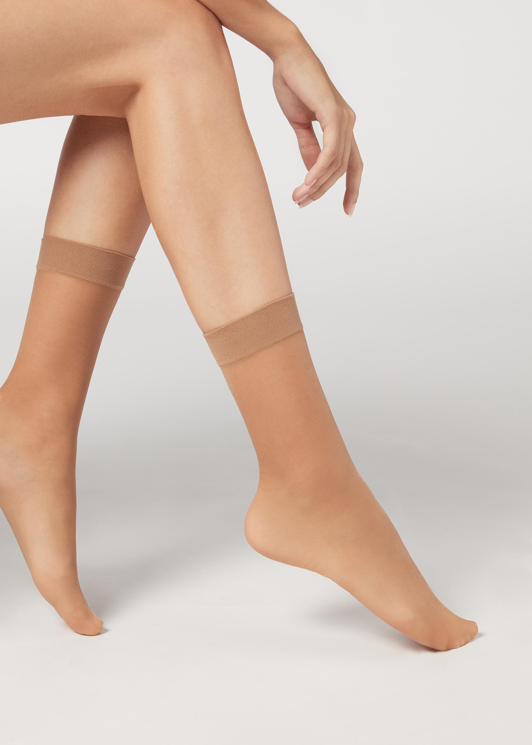 Beige 20 Denier 3/4 Length Sheer Socks - One-Size, Natural Elixir, large image number 1