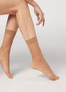Calzedonia - Beige 20 Denier 3/4 Length Sheer Socks - One-Size