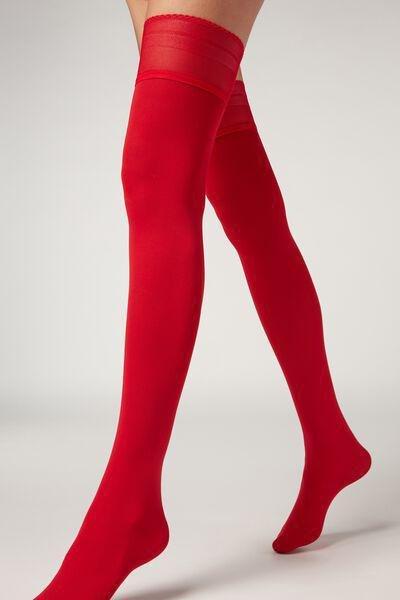 Calzedonia Red Paint Opaque Soft Touch Hold-Ups, Women