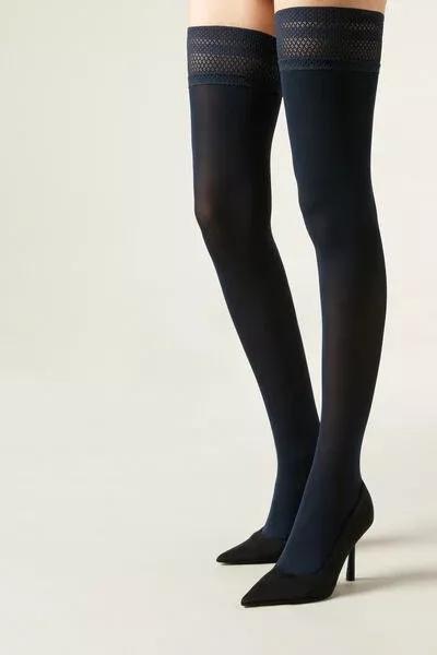 BLU Soft Touch 50 Denier Hold-Ups, Blue, large image number 1