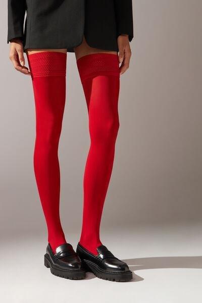 Red Soft Touch 50 Denier Hold-Ups, , large image number 0