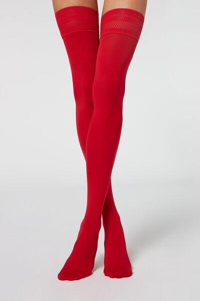 Red Soft Touch 50 Denier Hold-Ups, , large image number 1