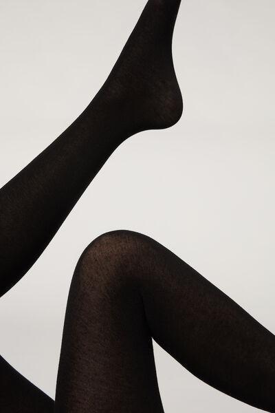 Black Super Opaque Tights With Cashmere, Women, , large image number 0