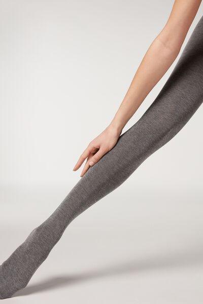 Grey tights in viscose/cashmere