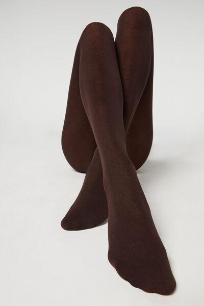 Dark Brown Super Opaque Tights With Cashmere, Women, , large image number 0
