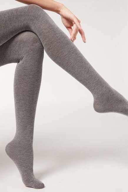 Calzedonia - Mid Grey Blend Super Opaque Tights With Cashmere, Women