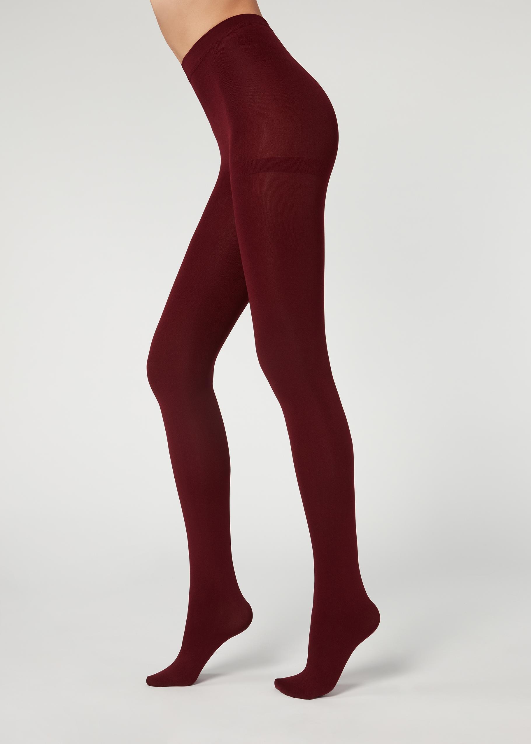 Burgundy top opaque tights
