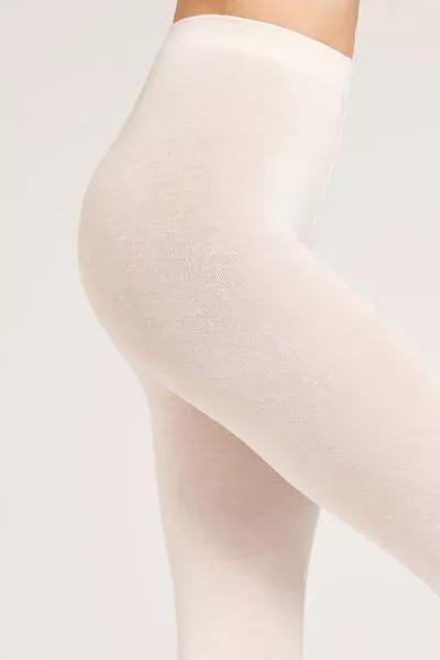 Soft Modal And Cashmere Tights, 006 - White, Cream, large image number 3