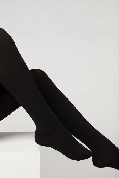 Calzedonia Black Soft Modal And Cashmere Blend Tights