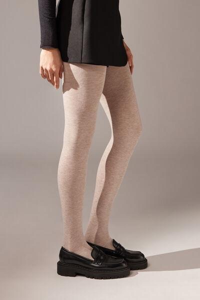 Beige Soft Modal And Cashmere Blend Tights