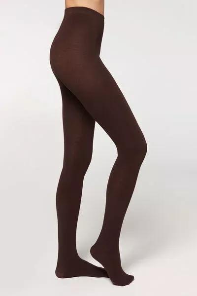 Soft Modal And Cashmere Tights, 848 - Brown, Dark Brown, large image number 1