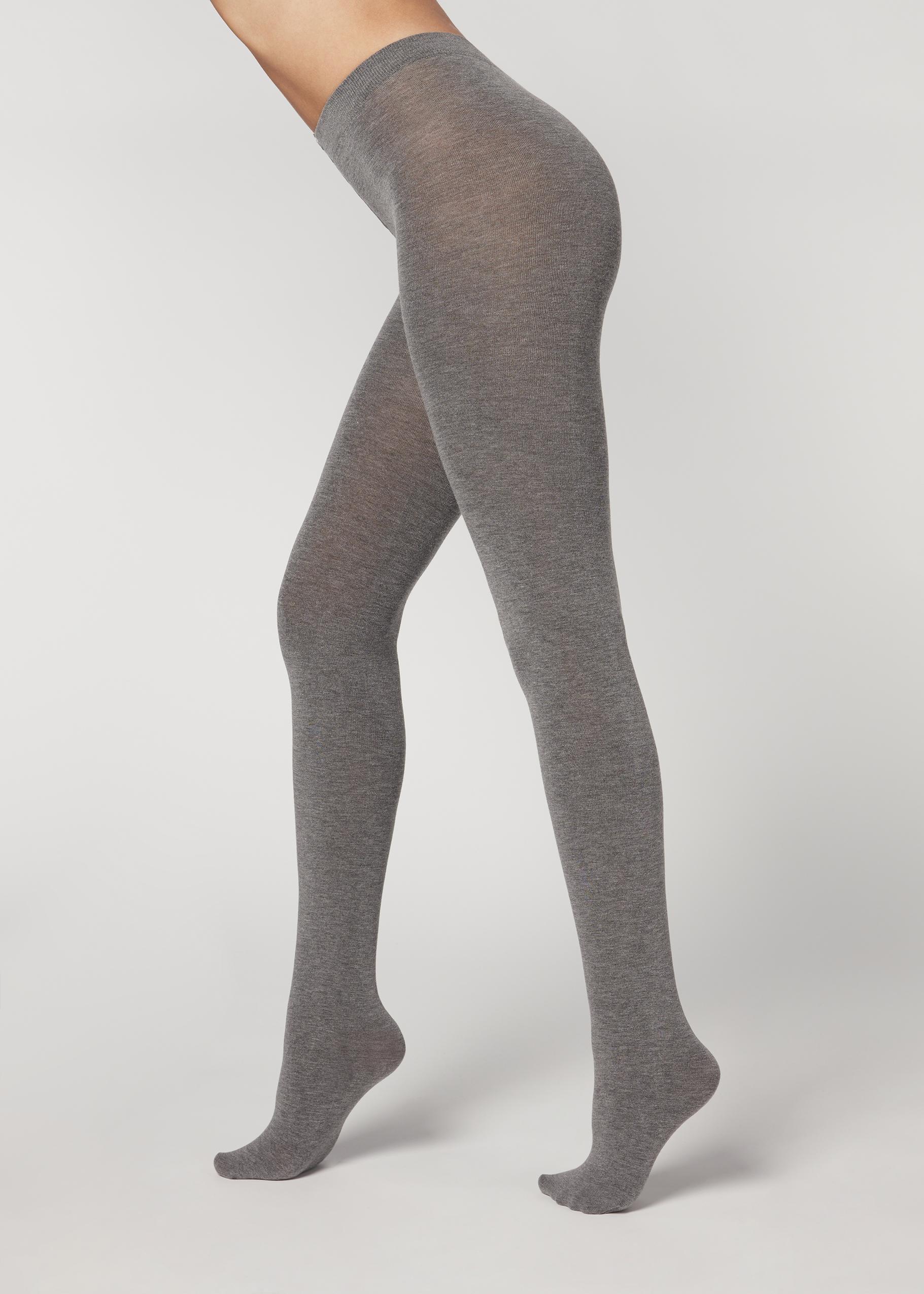 Soft Modal And Cashmere Tights, 910 - Grey, , large image number 2