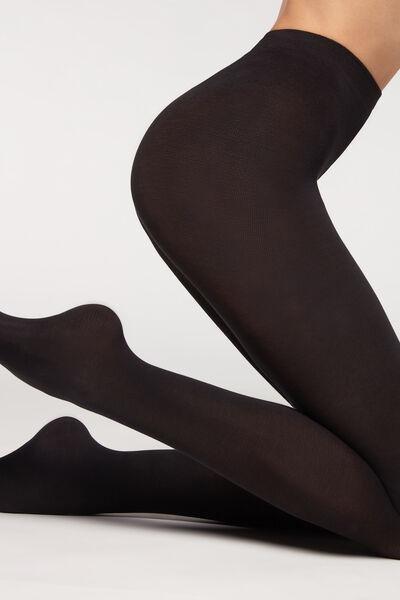 Black Eco Opaque Cotton Tights 150 Den, , large image number 0