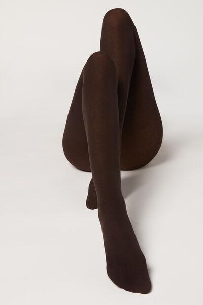 Brown Eco Opaque Cotton Tights 150 Den, , large image number 0