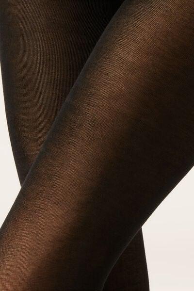 Black Ultra Light Cashmere Tights, Black, large image number 3