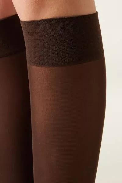 30 Denier Semi Opaque Knee-Highs, Brown, Dark Brown, large image number 3