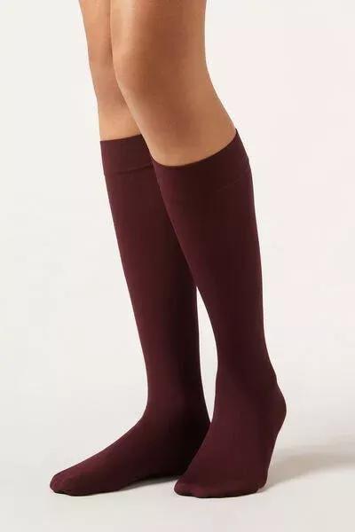 60 Denier Microfibre Knee-High Socks, Burgundy, 5501_5503, medium