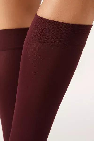 60 Denier Microfibre Knee-High Socks, Burgundy, 5501_5503, large image number 1