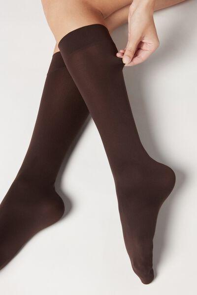 60 Denier Microfibre Hold-Ups, Brown, Dark Brown, large image number 0
