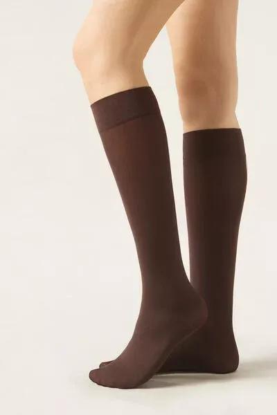 60 Denier Microfibre Hold-Ups, Brown, Dark Brown, large image number 1