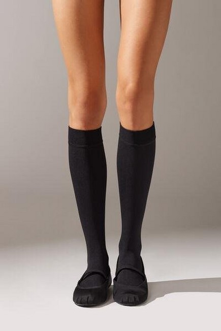 Calzedonia Black Thermal Ultra-Opaque Knee-High Socks
