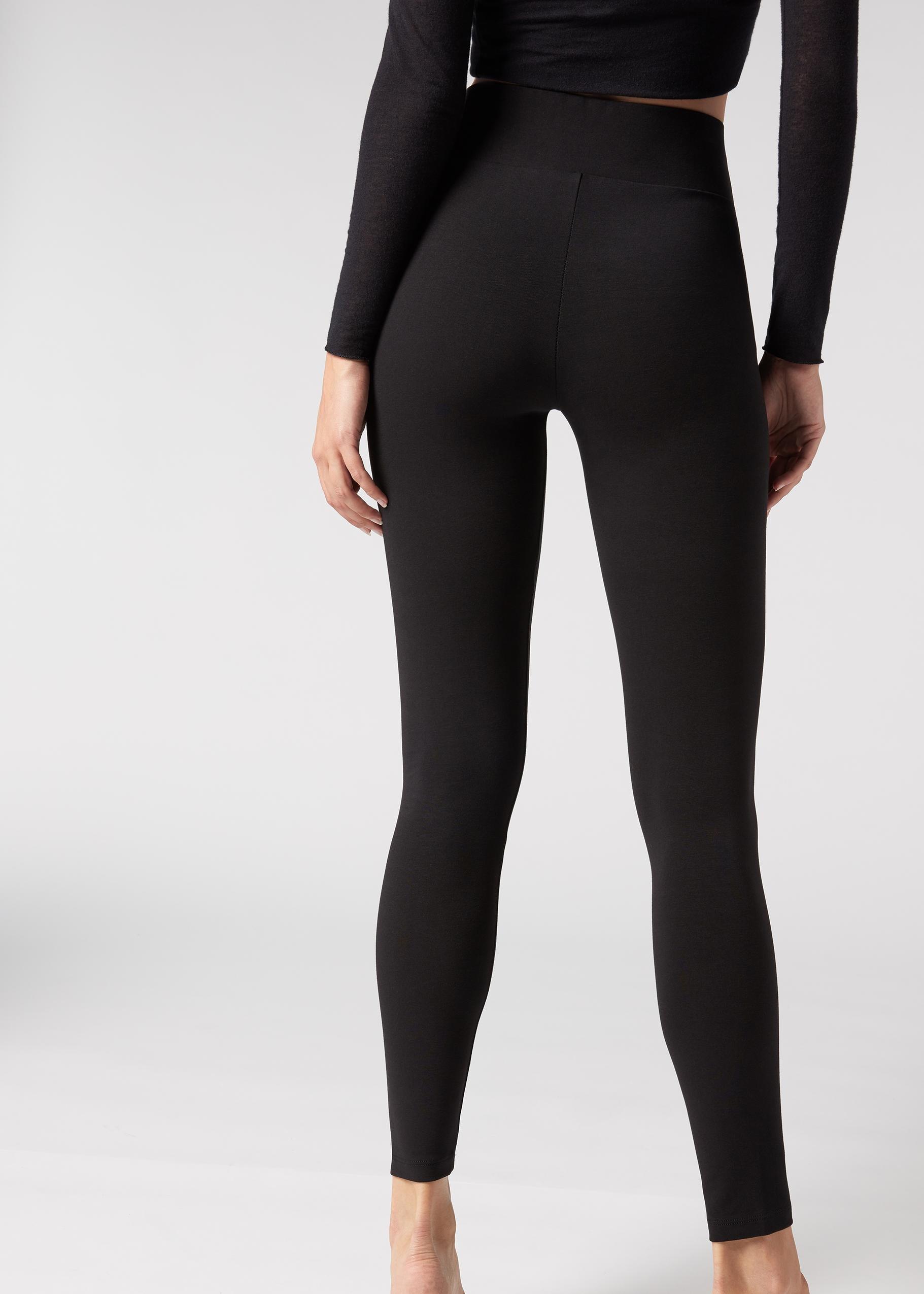 Black Cotton Leggings, , large image number 4