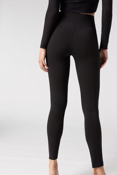 Black Cotton Leggings, , large image number 5
