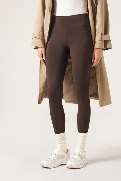 DARK BROWN Cotton Leggings, 5501_051F, large image number 0