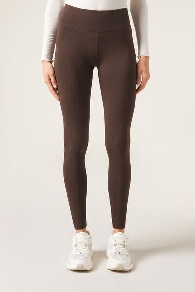 DARK BROWN Cotton Leggings, 5501_051F, medium