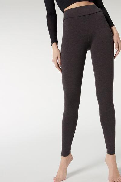 Grey Blend Cotton Leggings, , large image number 3