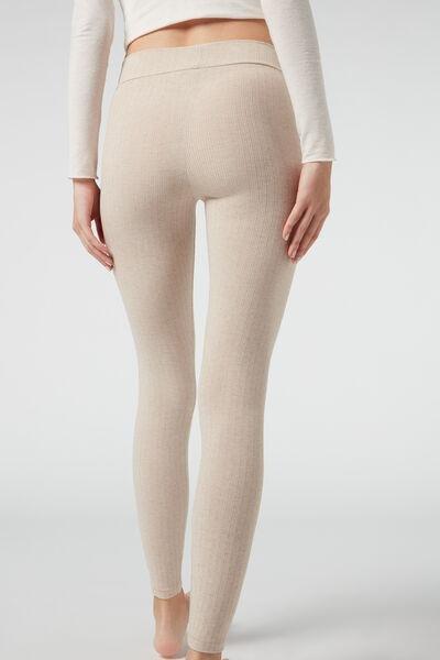 Cream Cashmere Blend Leggings, Natural Blend, large image number 2