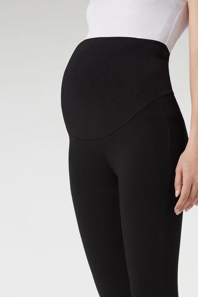 Black Cotton Maternity Leggings, , large image number 1